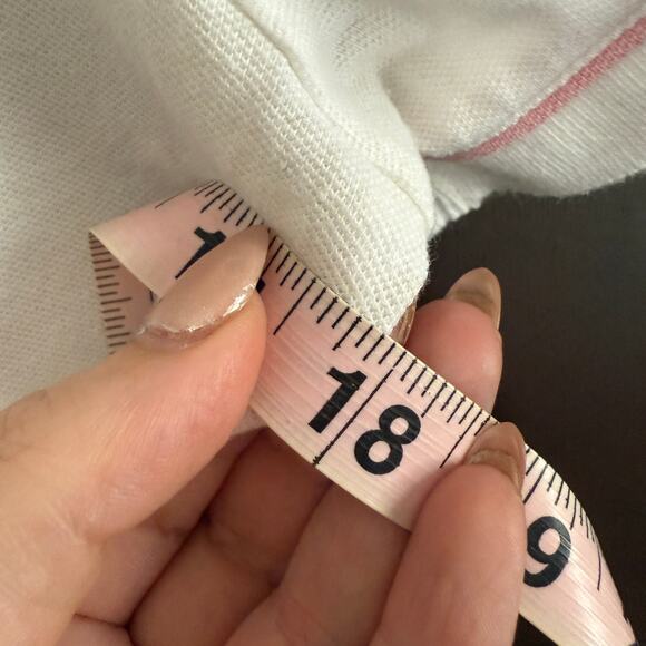 Y2K Vintage UNITED COLORS OF BENETTON | Pink Piping Trim White Polo Shirt Medium - Picture 6 of 6